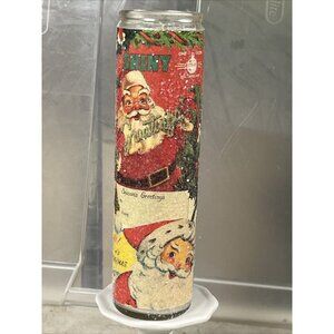 Like Vintage Sugar Frosted Glass Pillar Candle Nostalgic Christmas Shiny Brite